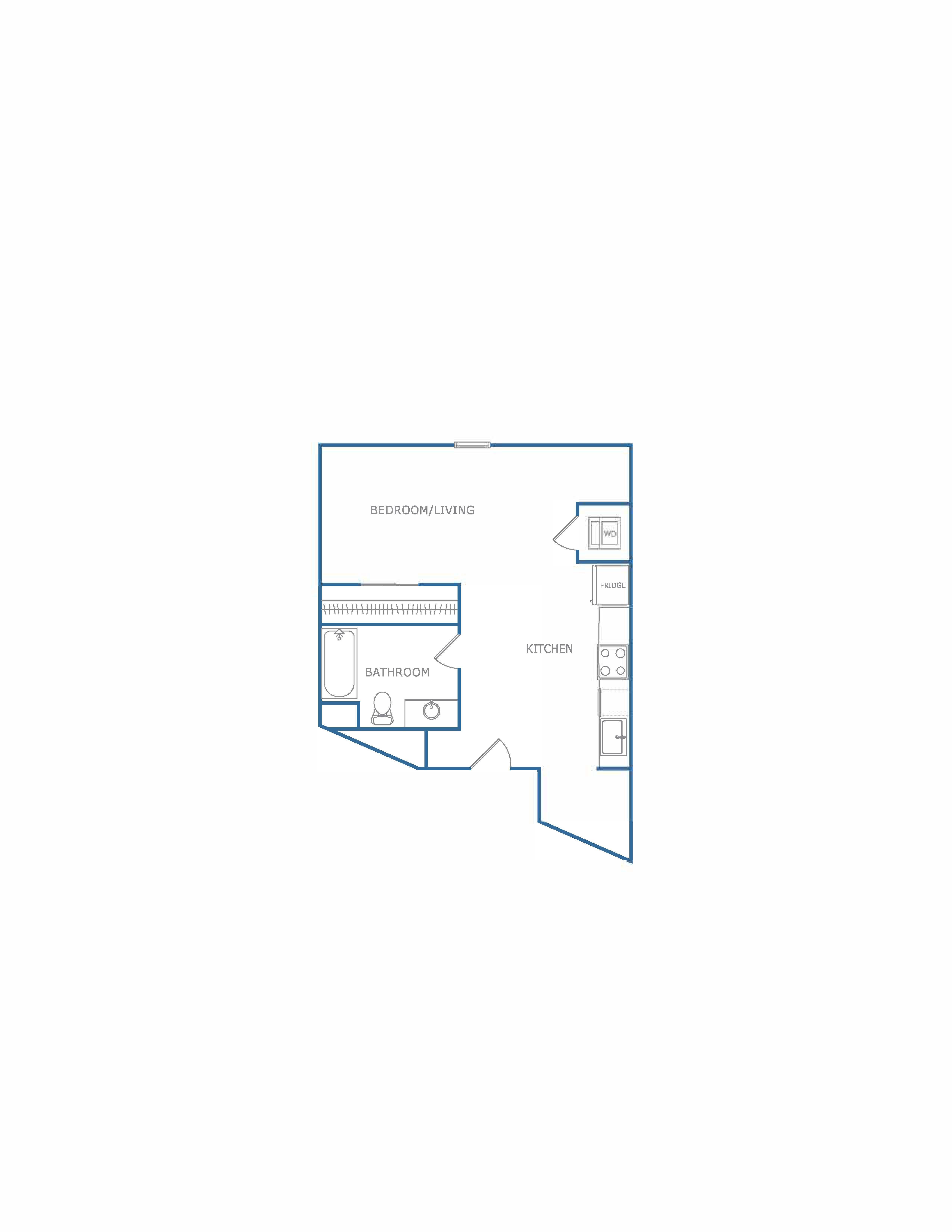 Floor plan for studio, 1 bath, 515 sqft